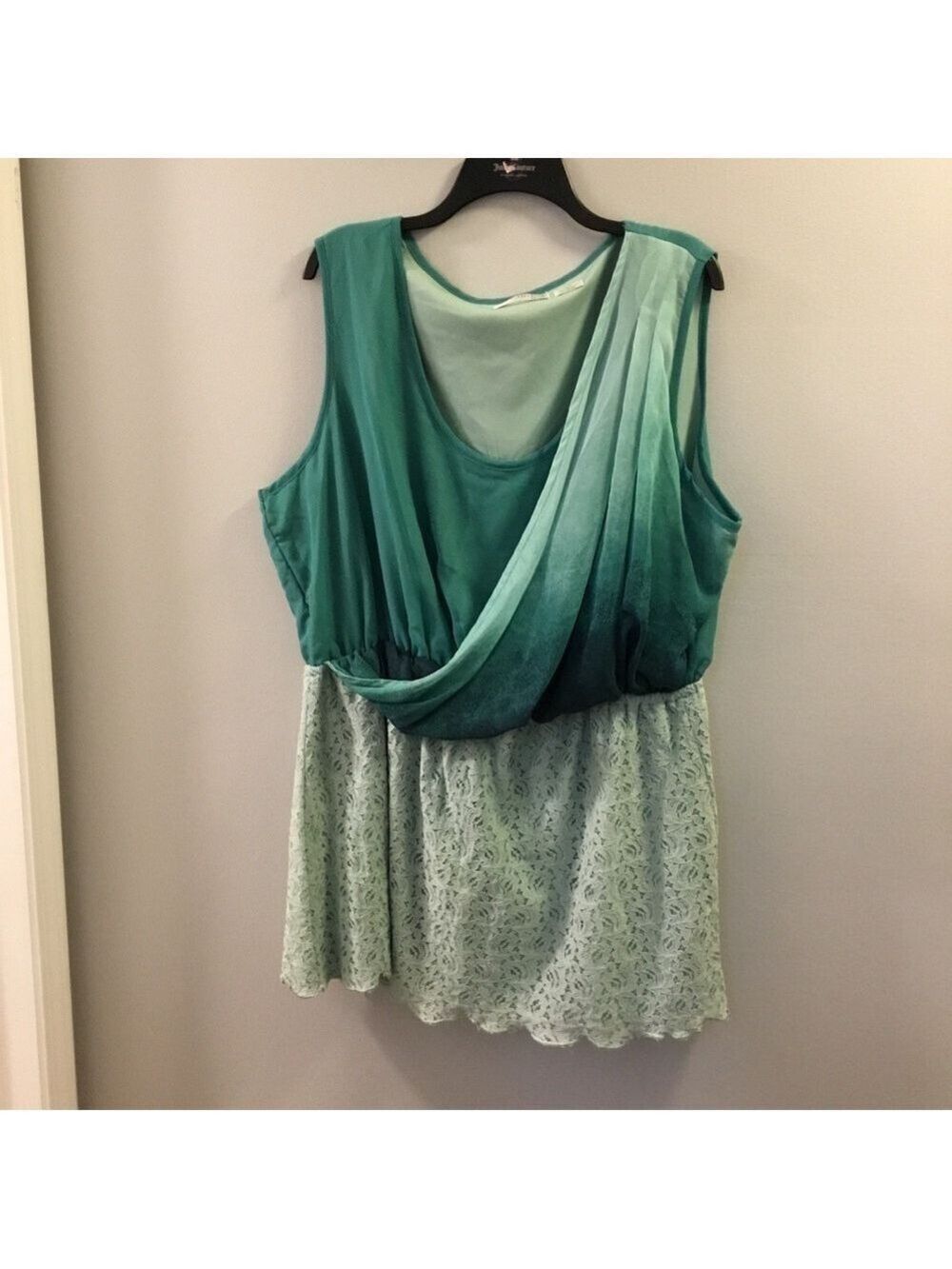 Brylane Collection by OSP shades of green dress Woman’s size 26W lined